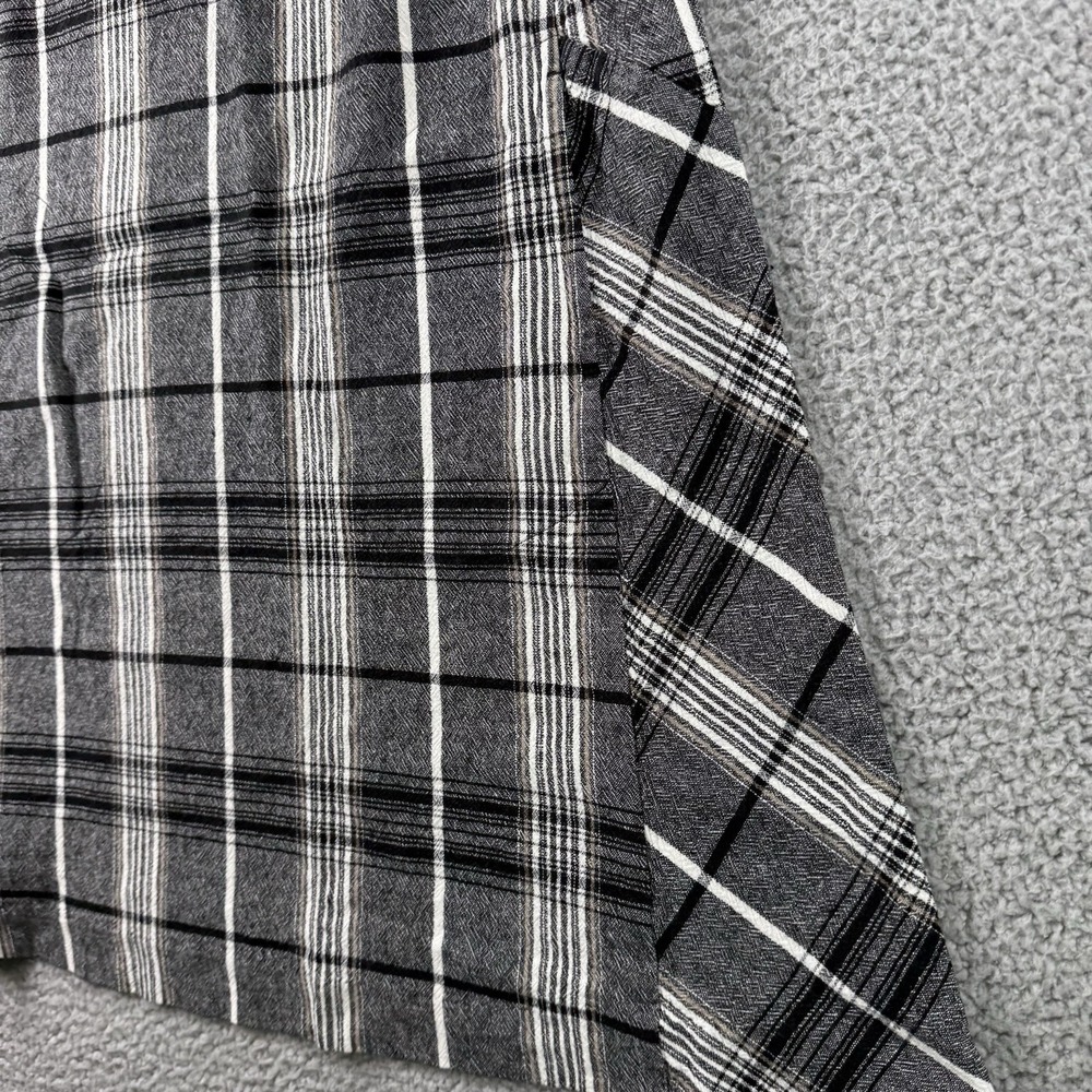 J Jill Dress Womens XS Black White‎ Plaid Roll Tab Sleeves Linen Blend Pockets - Picture 3 of 11